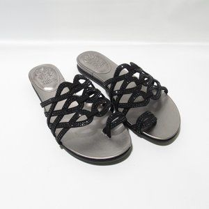 Vince Camuto Embellished Toe-Loop Sandals - Emmista Black 7.5  Medium NIB